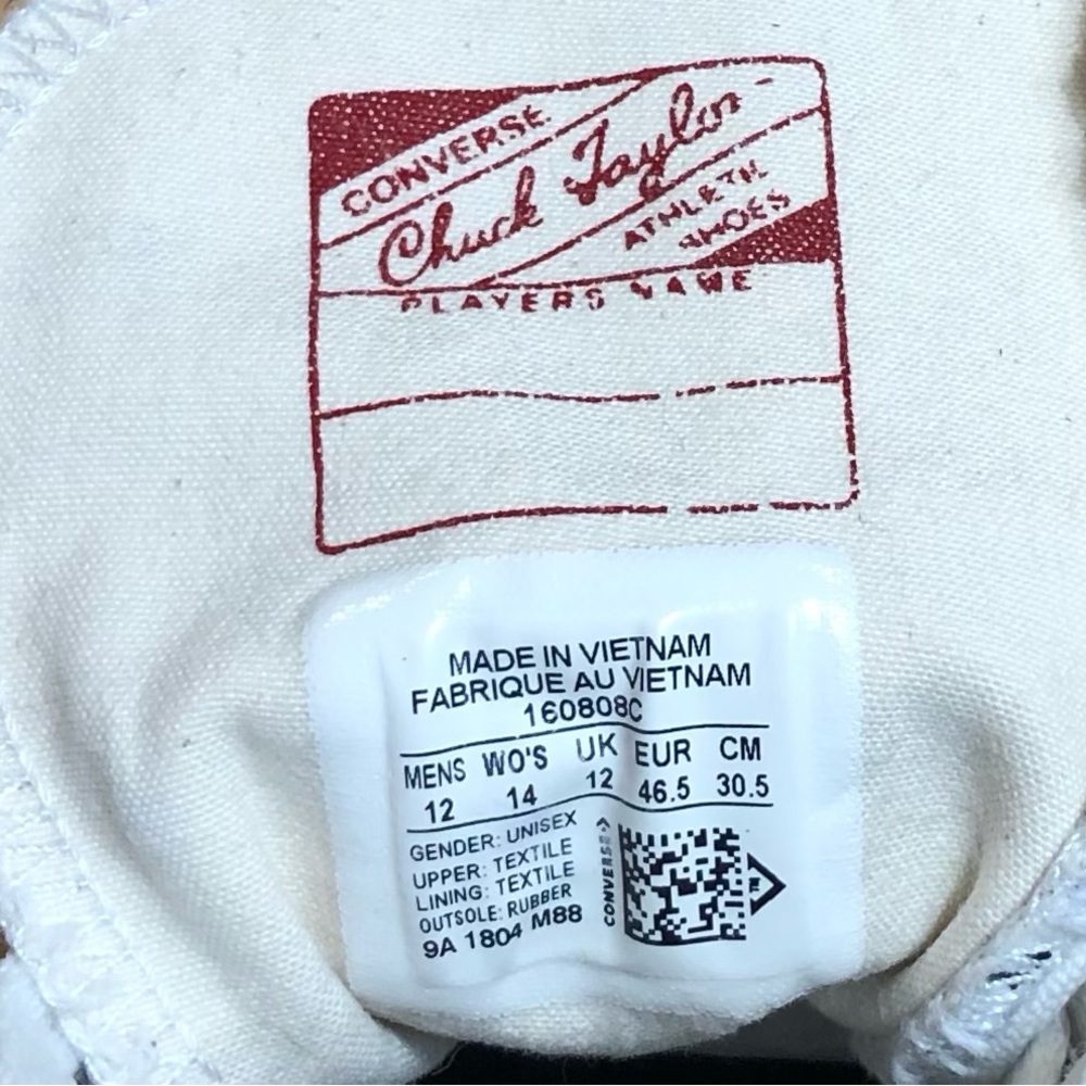 JW Anderson White Converse Edition Grid Logo Sneakers Unisex Size 12. - Picture 4 of 13